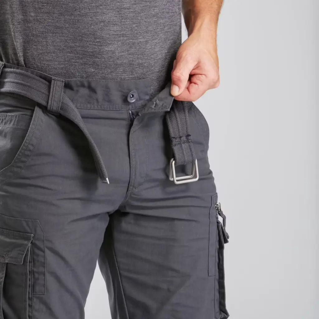 Men Straight Fit Durable Cargo Pant Grey - Travel 100