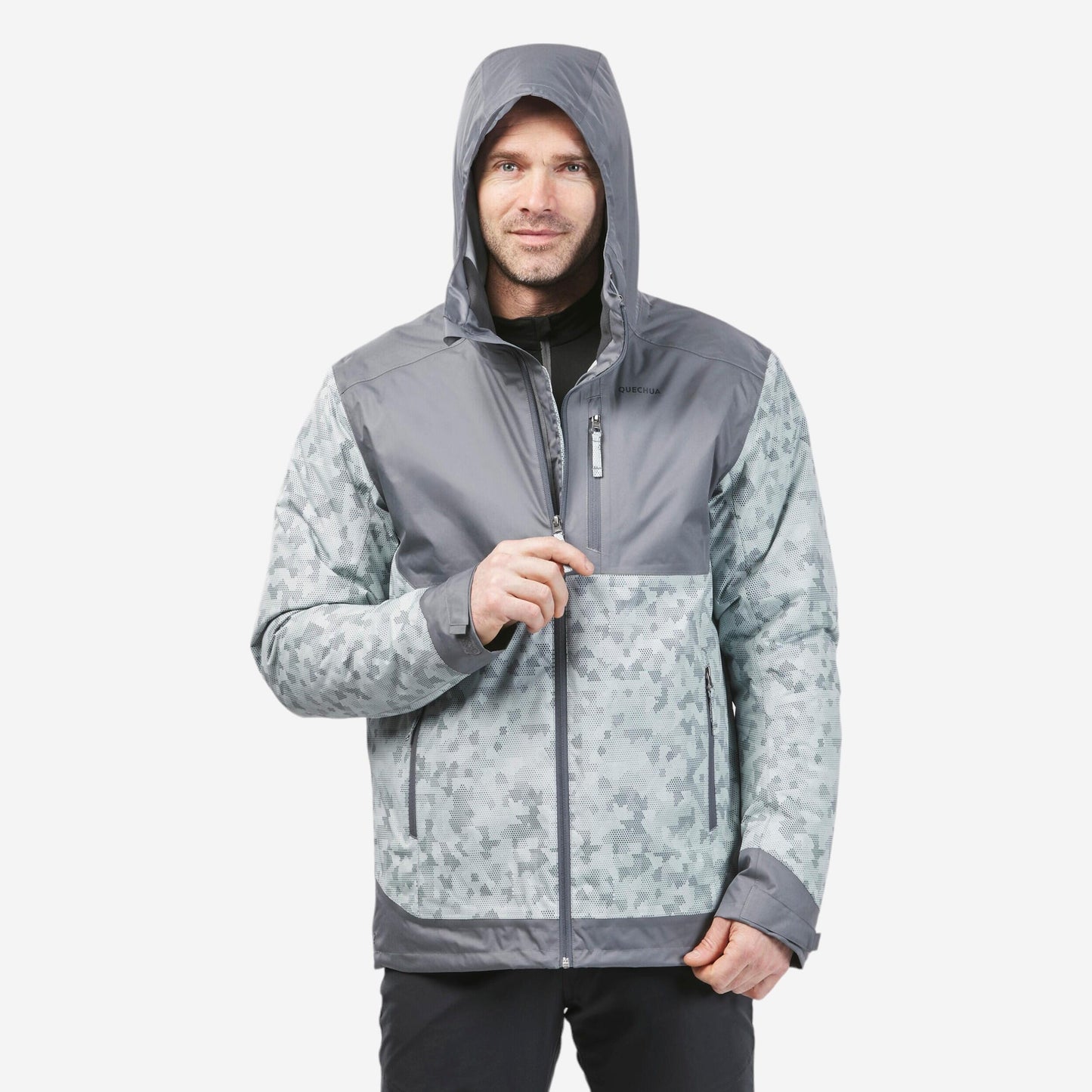 Men’s Waterproof Winter Hiking Jacket Comfortable Upto-10°C - NH500 Warm Grey