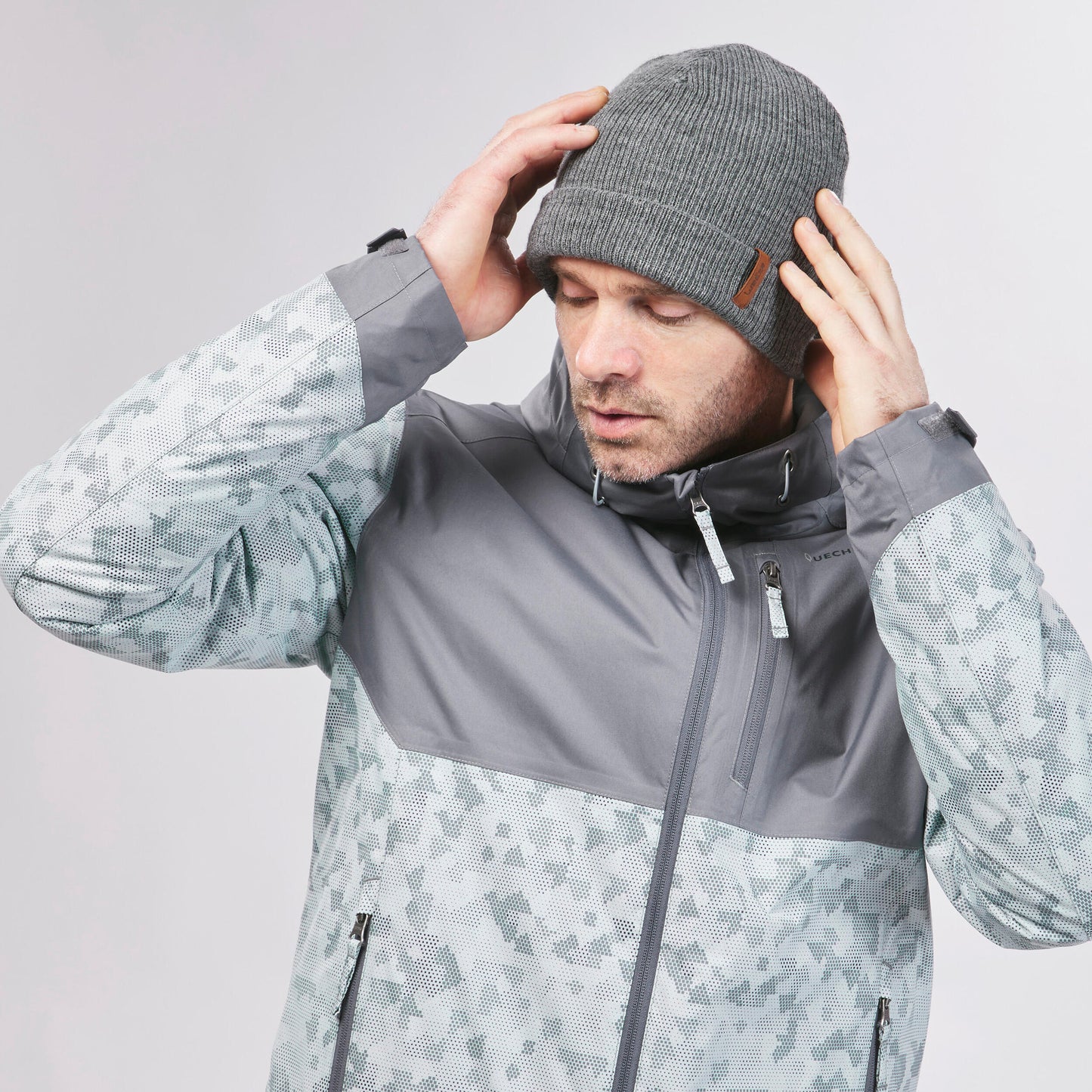 Men’s Waterproof Winter Hiking Jacket Comfortable Upto-10°C - NH500 Warm Grey