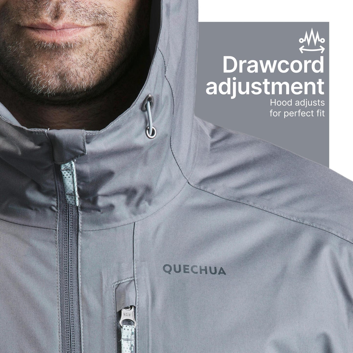 Men’s Waterproof Winter Hiking Jacket Comfortable Upto-10°C - NH500 Warm Grey