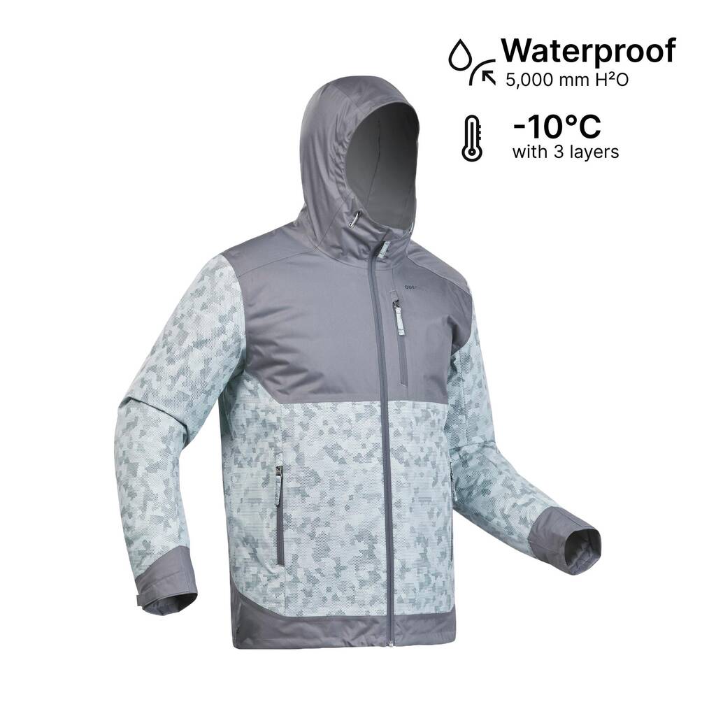 Men’s Waterproof Winter Hiking Jacket Comfortable Upto-10°C - NH500 Warm Grey